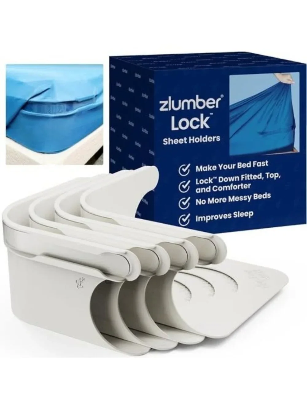 ZlumberLock – Secure Sheet Holder w Heavy-Duty Mattress Straps - Picture 1 of 10